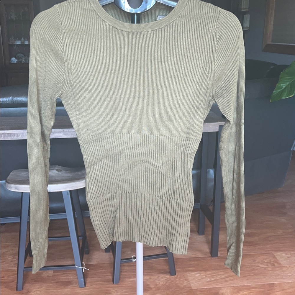 INC International Concepts Olive Ribbed Sweater